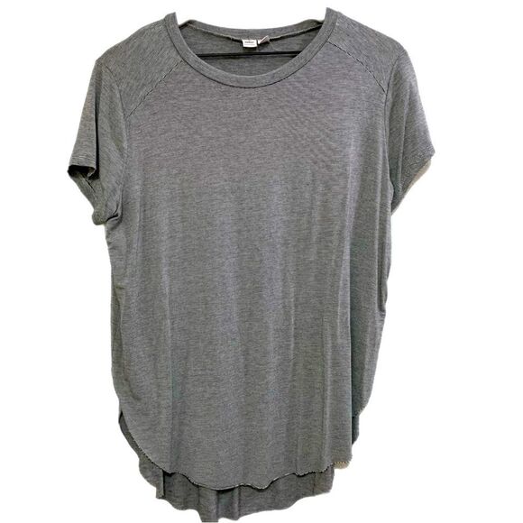 MELROSE AND MARKET Top women’s M black white mini striped high low short Sleeve. - Picture 1 of 10